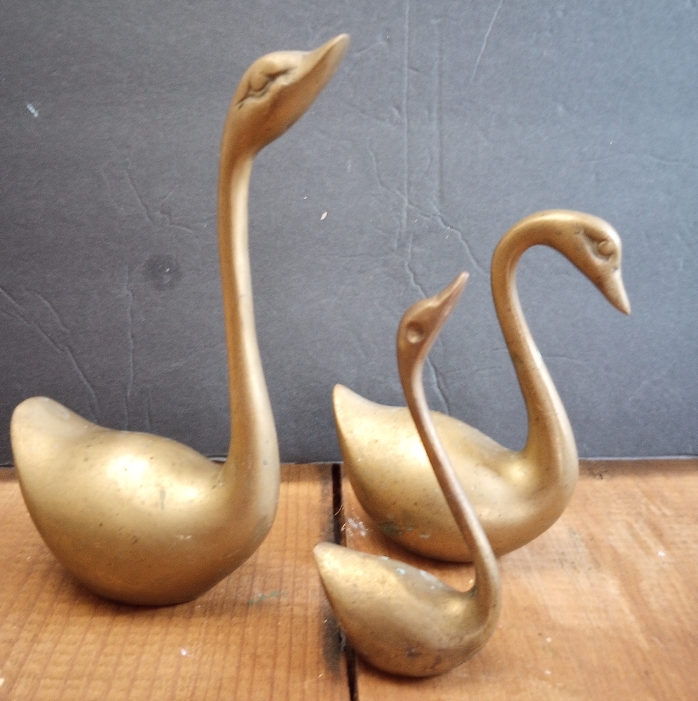 Vintage Brass Swans